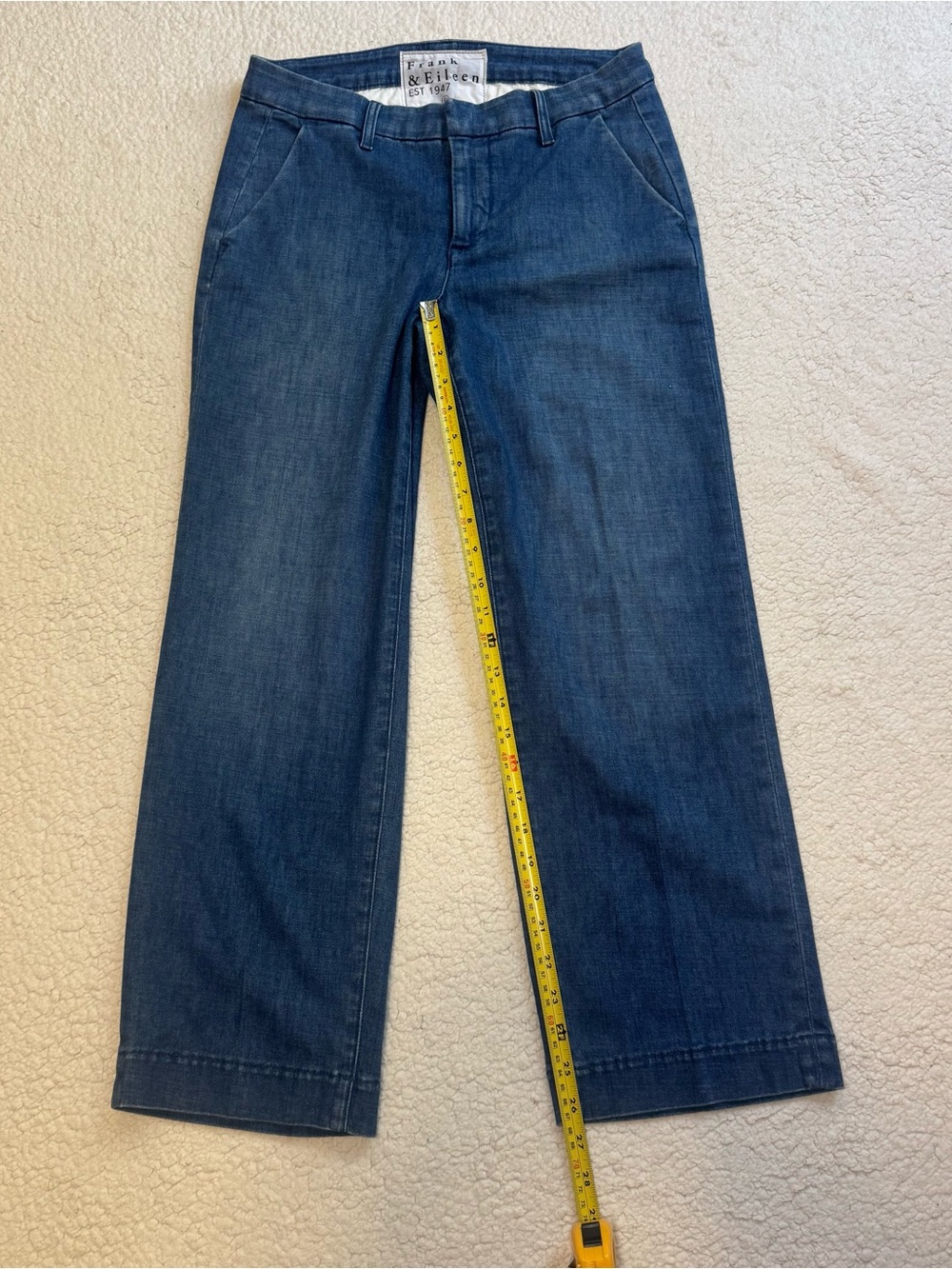 Frank & Eileen WESTPORT The Italian Wide Leg Chino Jean Blue 1984 Pants Size 4 - Picture 8 of 9